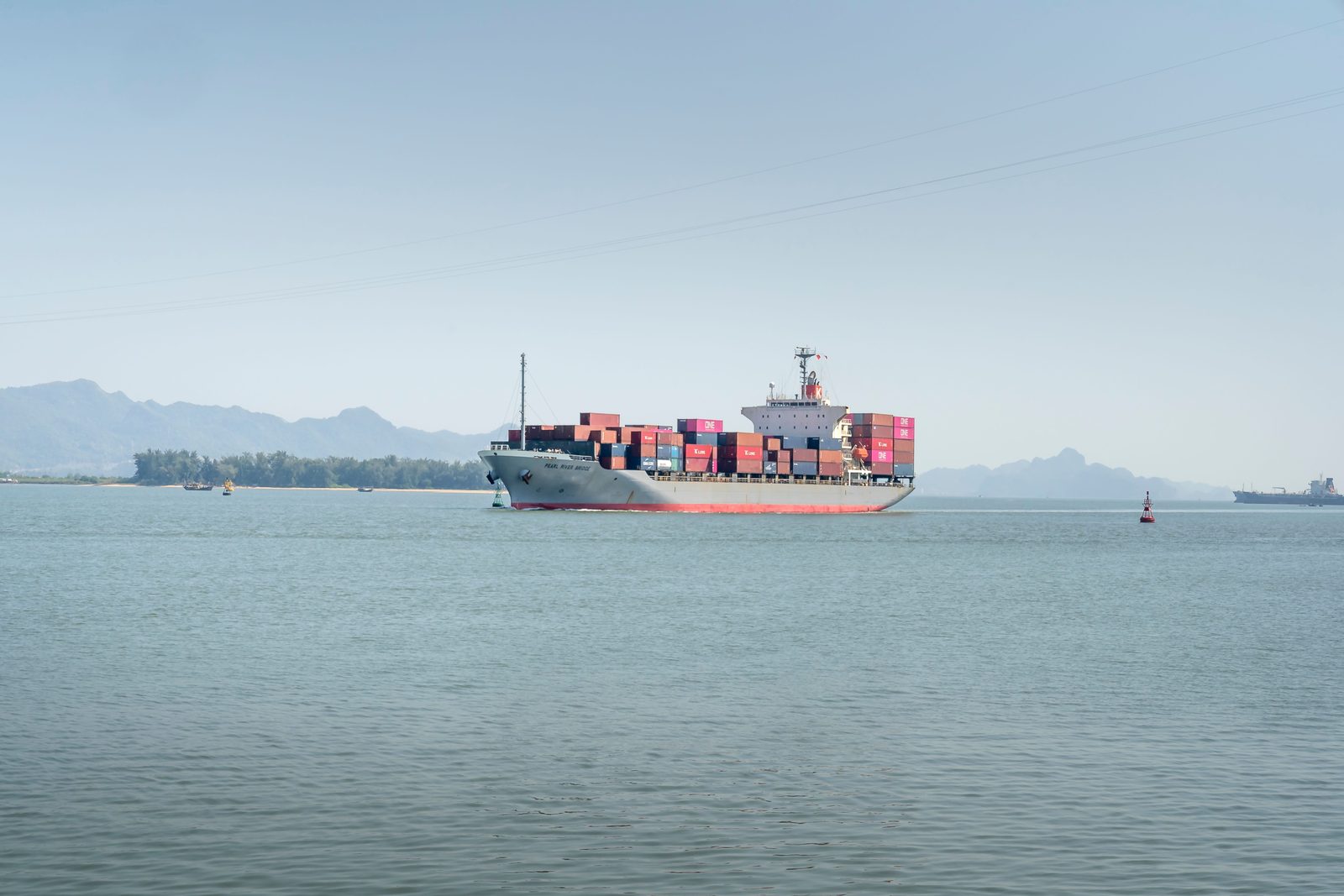 A container ship at sea